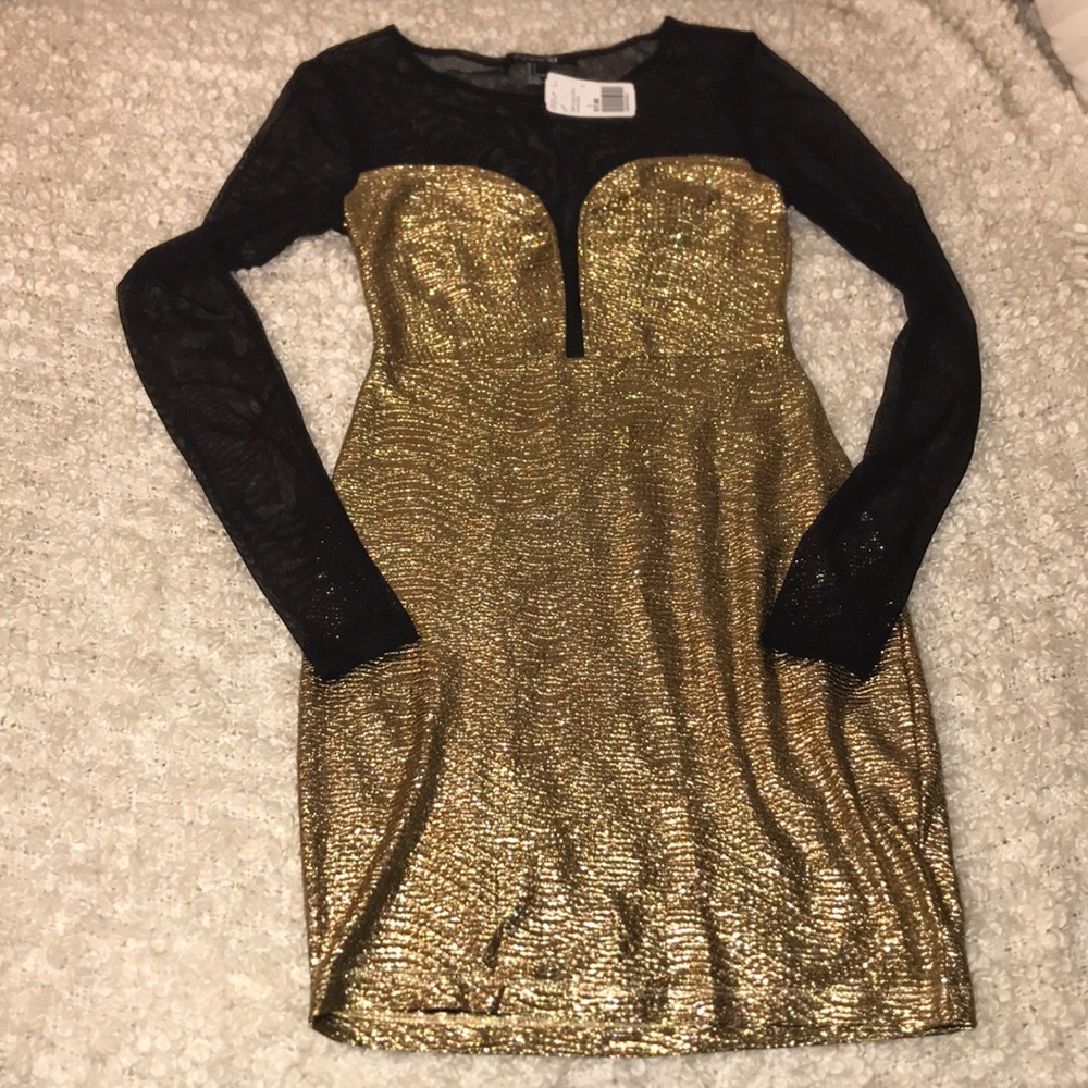 Forever21 Gold knit metallic dress sz:Large